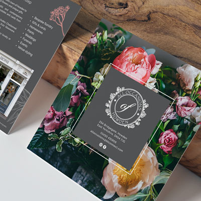 All Occasions Florist notecard flyer design by Wild Agency Ltd
