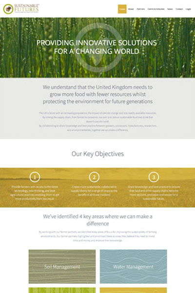 Website screenshot of Sustainable Futures website homepage