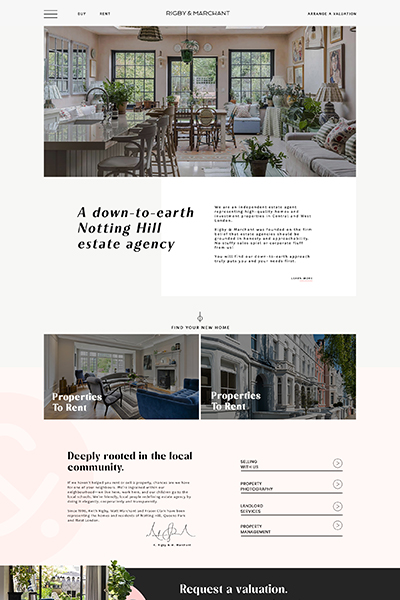 Rigby & Marchant Estate Agents bespoke website by WILD Agency
