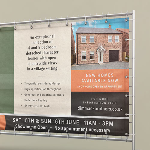 Dimmack Brothers showhome event banner design by Wild Agency